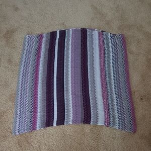 Striped Purple and Gray Women's Circular Scarf